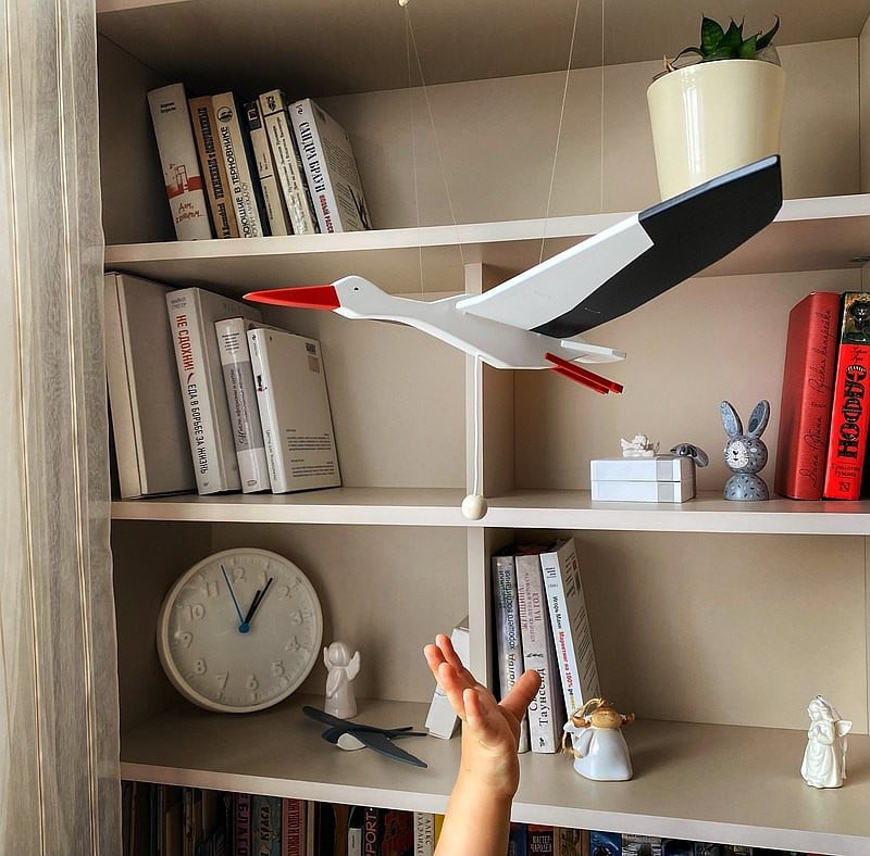 Mobile bird Flying stork