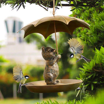 Umbrella Cat-Proof Bird Feeder - Metal Hummingbird Garden Decor for Bird Lovers