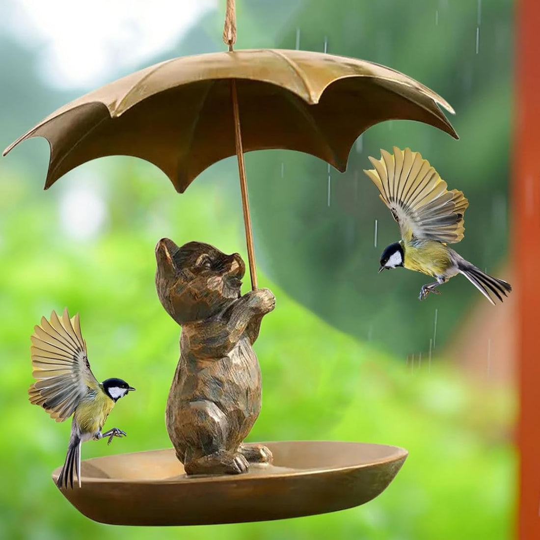 Umbrella Cat-Proof Bird Feeder - Metal Hummingbird Garden Decor for Bird Lovers