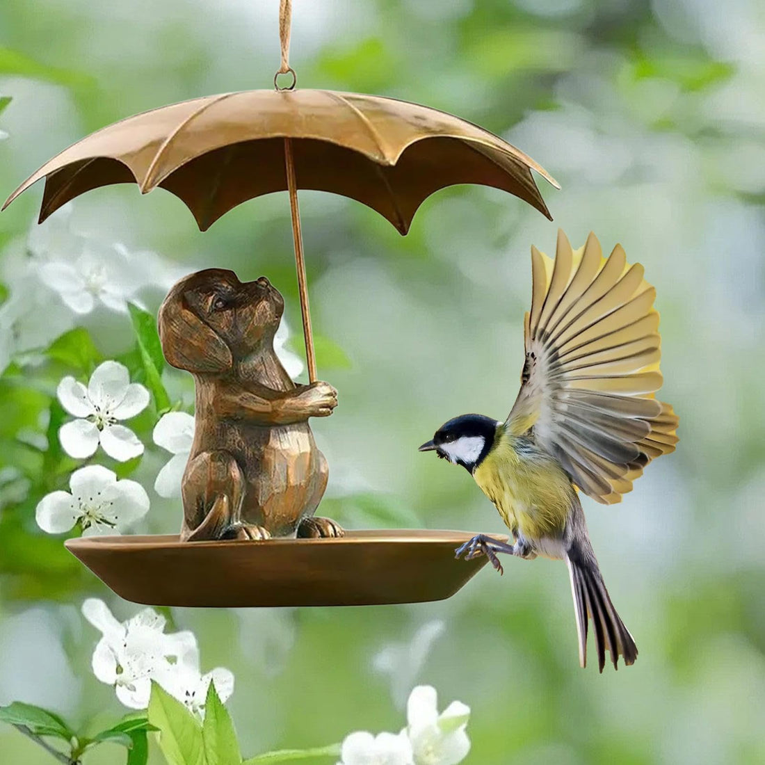 Umbrella Dog-Proof Bird Feeder - Metal Hummingbird Garden Decor for Bird Lovers
