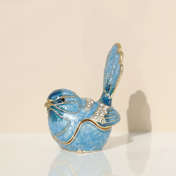 Vintage Enamel Bird Trinket Box