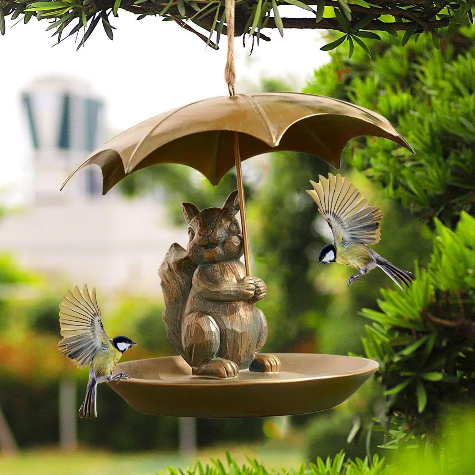 Umbrella Squirrel-Proof Bird Feeder - Metal Hummingbird Garden Decor for Bird Lovers