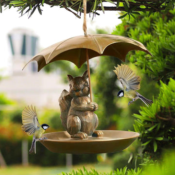 Umbrella Squirrel-Proof Bird Feeder - Metal Hummingbird Garden Decor for Bird Lovers