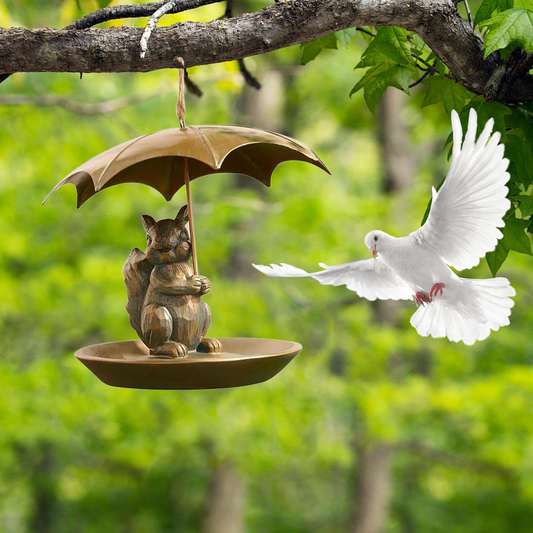 Umbrella Squirrel-Proof Bird Feeder - Metal Hummingbird Garden Decor for Bird Lovers