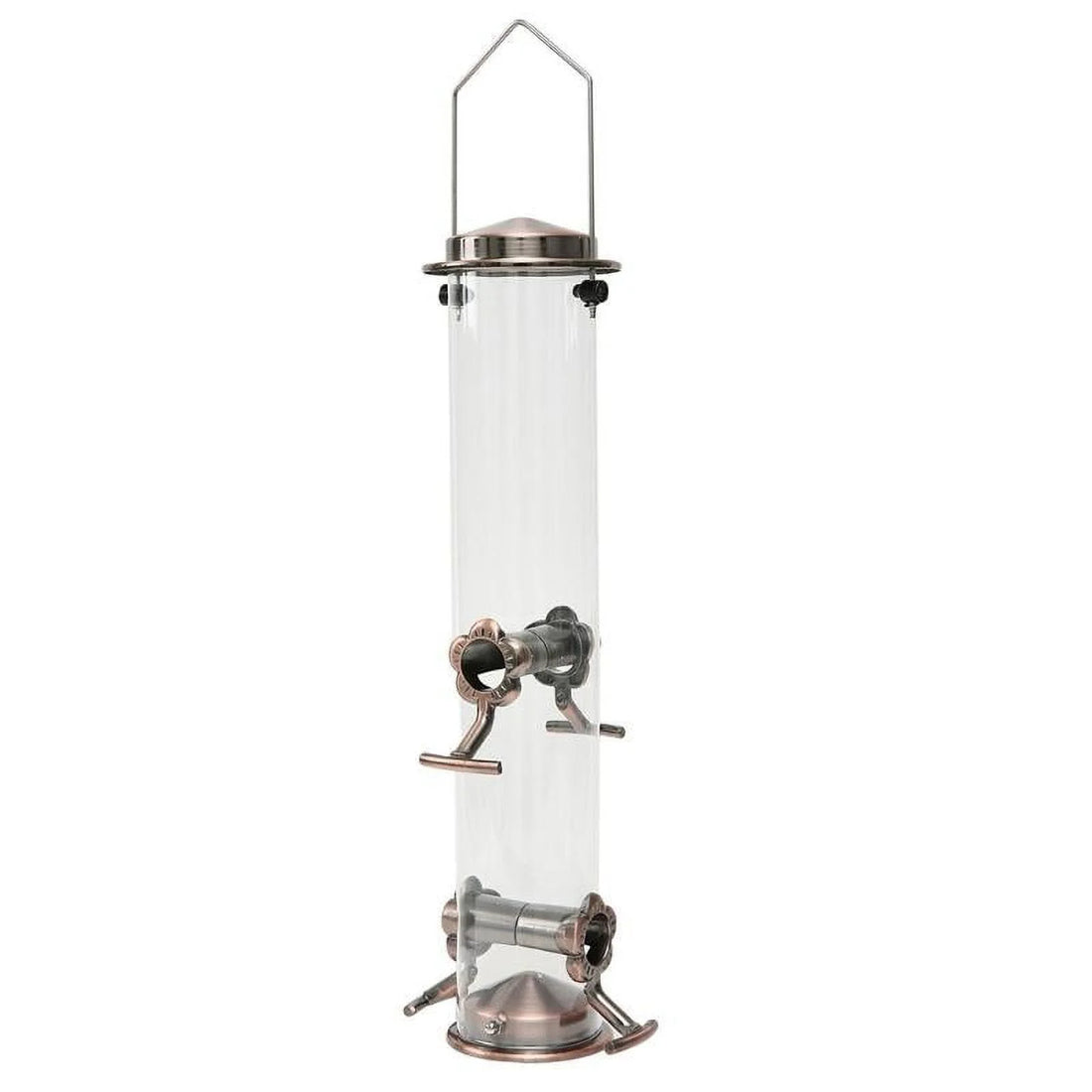 Stainless Steel Bird Feeder - 25 oz Capacity with 4 Flower-Shaped Ports, All-Weather Design