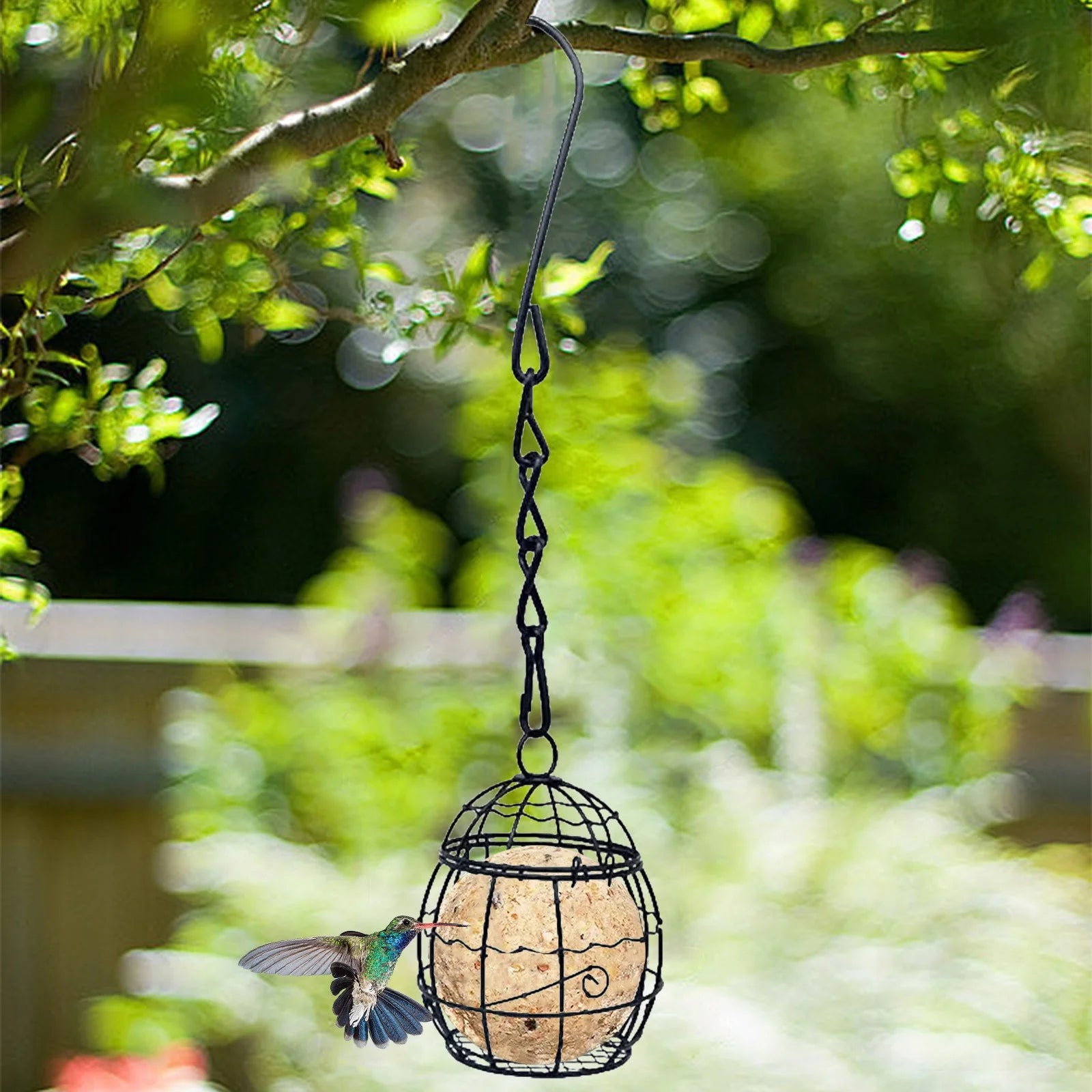 Outdoor Hanging Bird Feeder - Durable Iron Cage for Garden & Yard